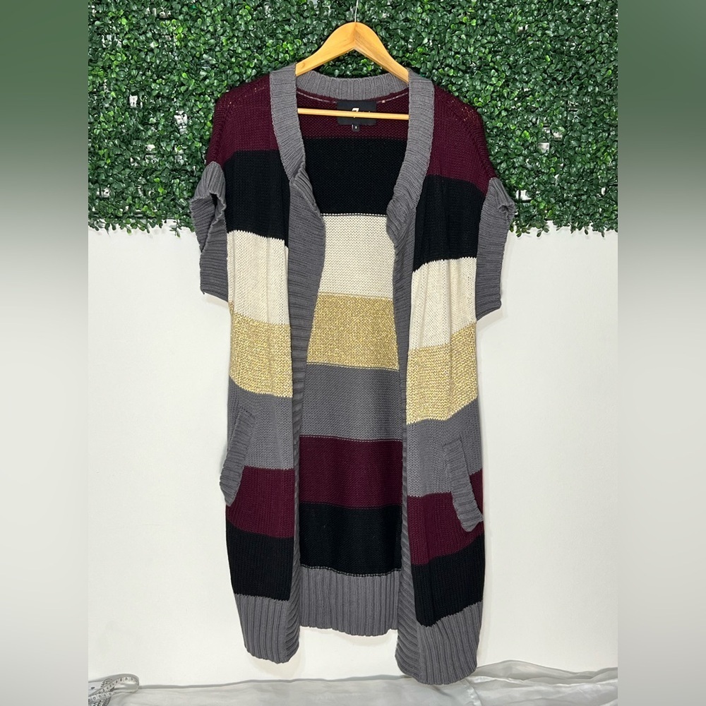 7 For All Mankind Open Color-block Cashmere Blend Sweater Cardigan Size Small